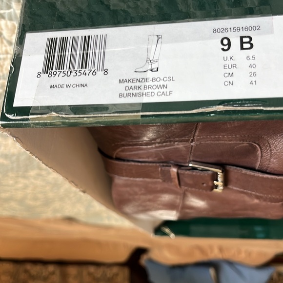 zip up LRL Brown Leather Knee-High Boots with side buckle - Picture 6 of 15